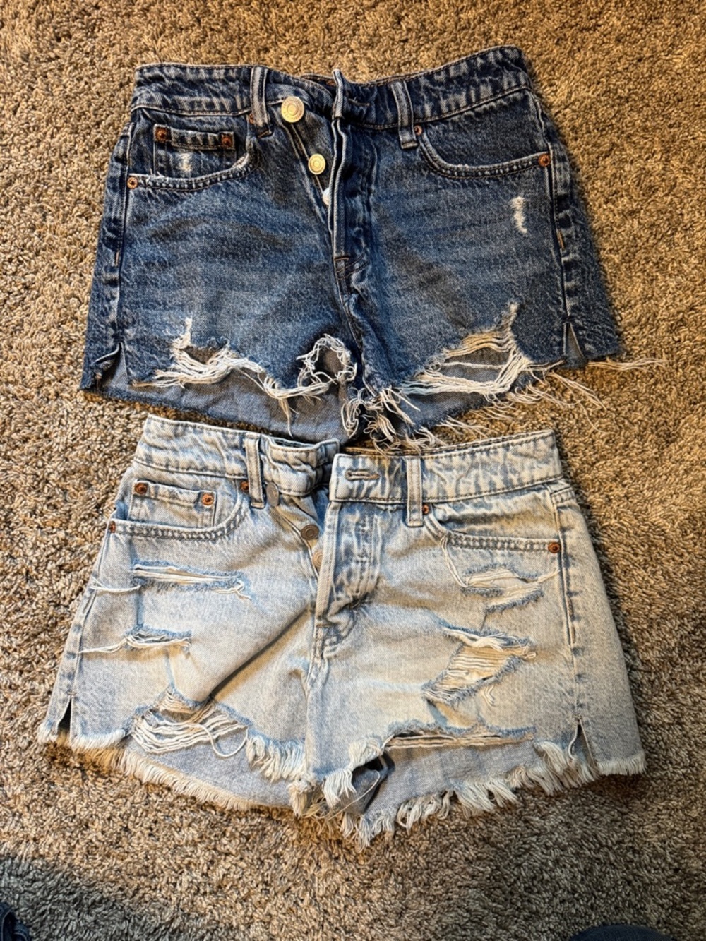 Aeropostale Distressed Denim Shorts - Dark Blue & Light Blue size 000